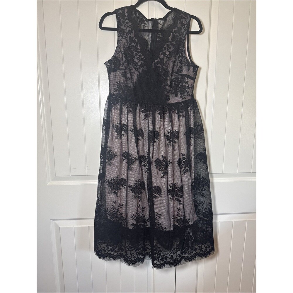 Retro Stage Black/pink Lace XL Dress